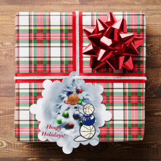 Basketball Snowman Christmas Ornament Card