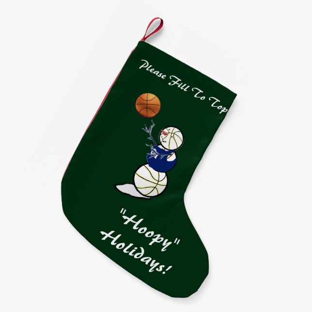 Basketball Snowman Christmas Small Christmas Stocking (Front (Hanging))