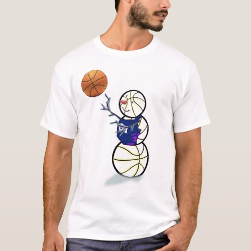 Basketball Snowman Christmas T_Shirt
