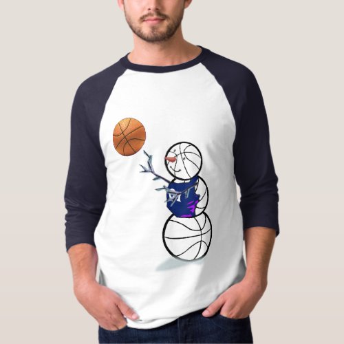 Basketball Snowman Christmas T_Shirt