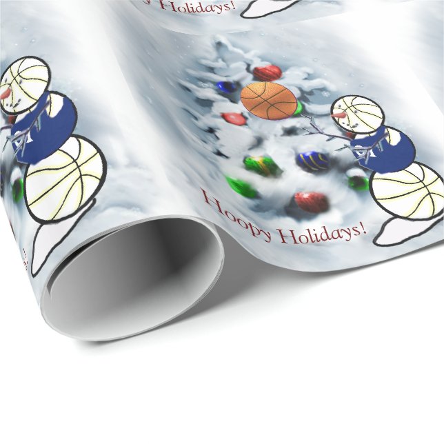 Basketball Snowman Christmas Wrapping Paper (Roll Corner)