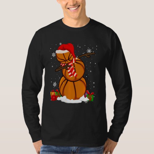 Basketball Snowman Pajama Face Santa Hat Dabbing M T_Shirt