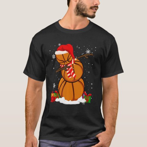 Basketball Snowman Pajama Face Santa Hat Dabbing M T_Shirt