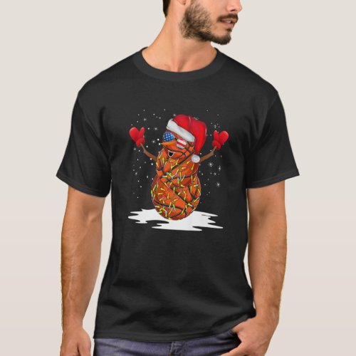 Basketball Snowman Sunglasses Flag USA Christmas F T_Shirt