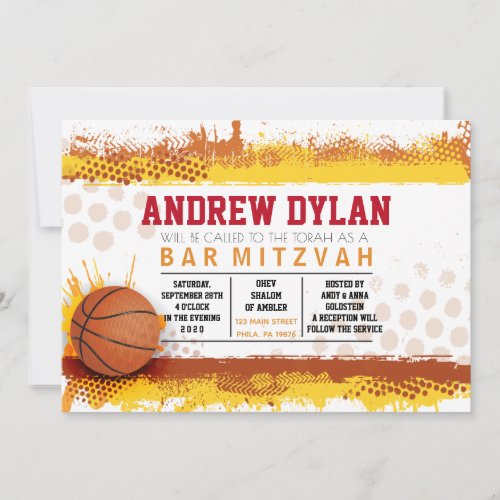 BASKETBALL SPLASH Bar Mitzvah Invitation