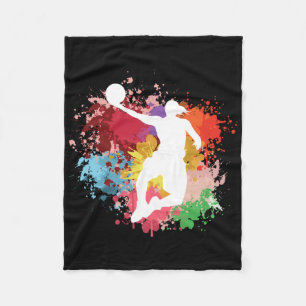 Basketball Splash Watercolor  Fleece Blanket