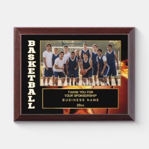 Basketball Sponsor Appreciation Custom Photo  Award Plaque