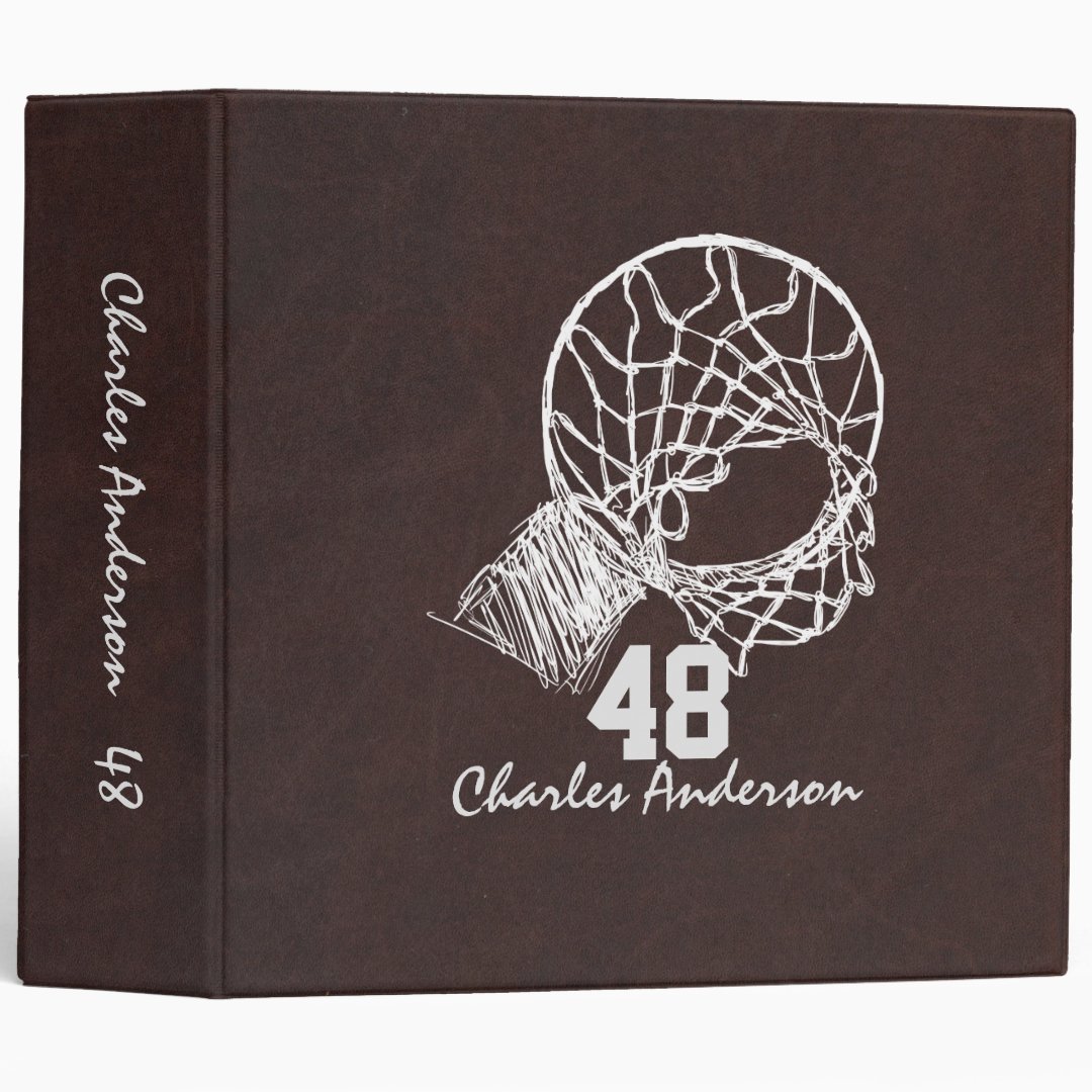 Basketball Sport Album Brown Faux Leather Series 3 Ring Binder | Zazzle