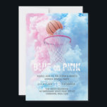 Basketball Sport Baby Gender Reveal Party Invitation<br><div class="desc">A basketball themed Baby Gender Reveal Party invitation. The sport themed design features a basketball hoop surrounded by blue and pink smoke. The typography text reads Blue or Pink ?. Personalize by editing the digital or printed invite with your event details.</div>