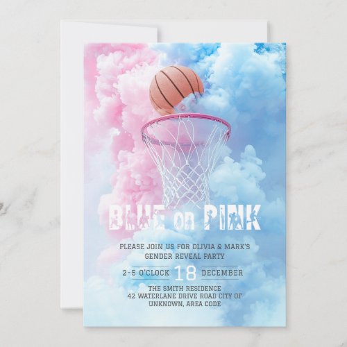 Basketball Sport Baby Gender Reveal Party Invitation