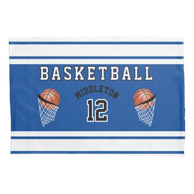 Basketball Sport Ball Design - Blue - Editable Pillow Case (Front)