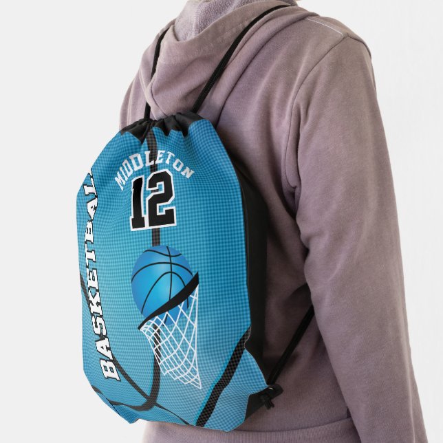Basketball 🏀 Sport Design - Baby Blue Drawstring Bag (Insitu)