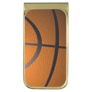 Basketball Sport Design Gold Finish Money Clip