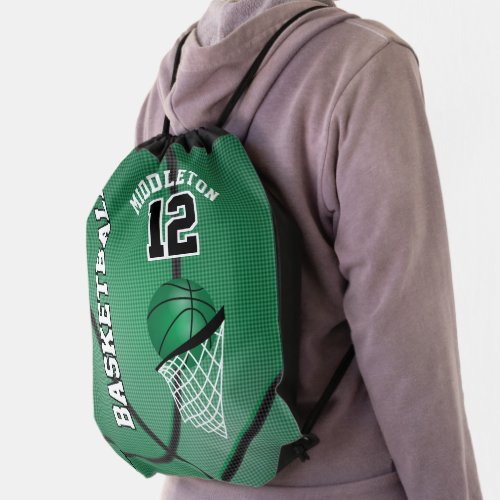 Basketball  Sport Design _ Green Drawstring Bag