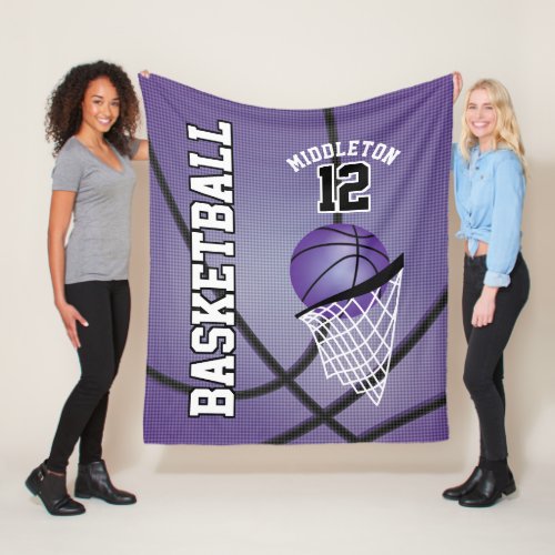 Basketball  Sport Design in Purple Fleece Blanket