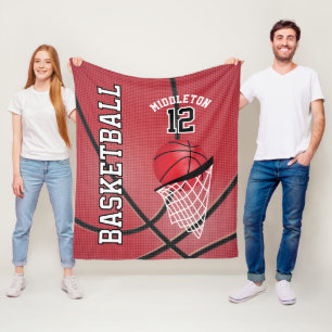 Basketball 🏀 Sport Design in Red Fleece Blanket