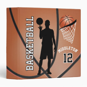 Basketball Sport DIY Name and Number 3 Ring Binder