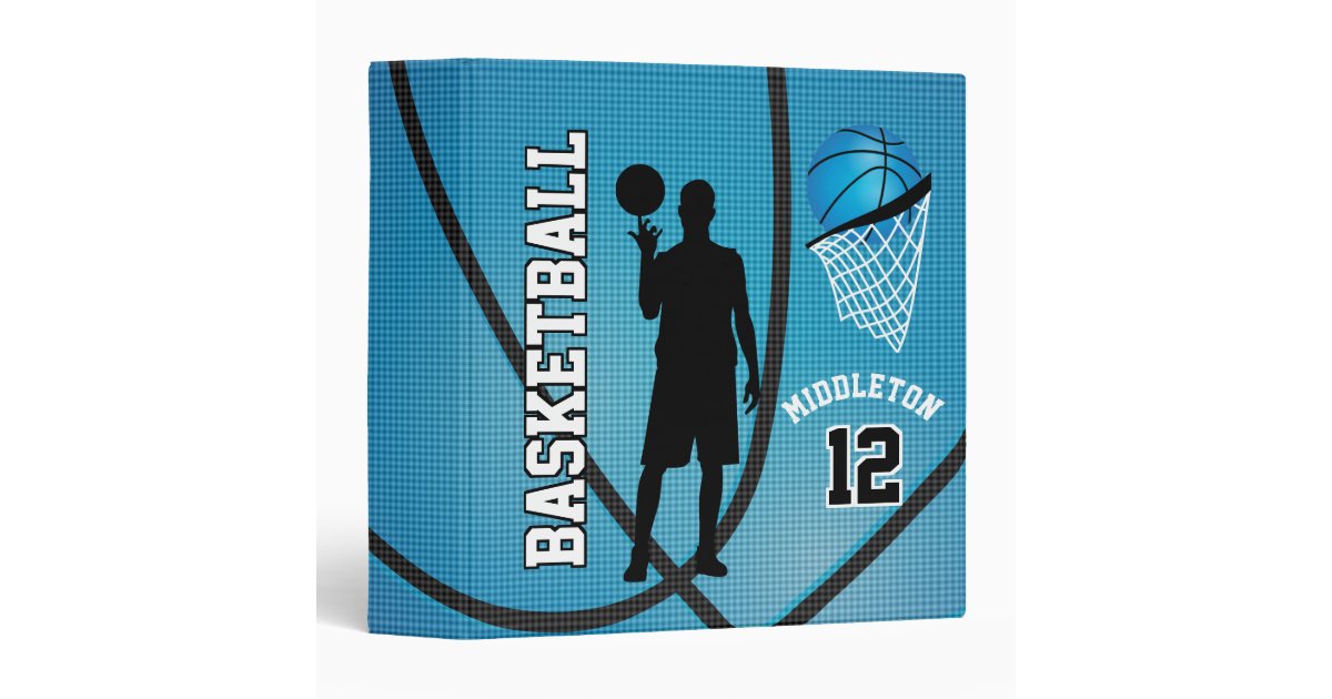 Basketball Sport Diy Name And Number Blue 3 Ring Binder