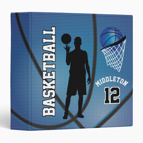 Basketball Sport   DIY Name and Number _ DarkBlue 3 Ring Binder