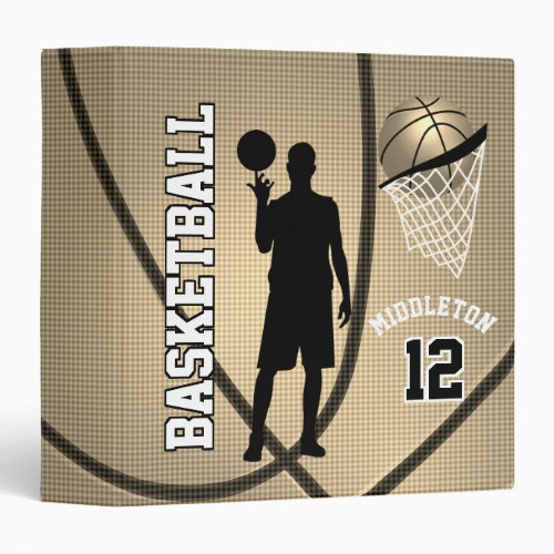 Basketball Sport   DIY Name and Number _ Gold 3 Ring Binder