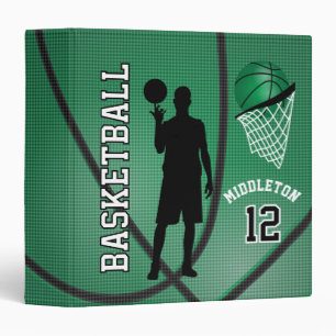 Basketball Sport    DIY Name and Number - Green 3 Ring Binder