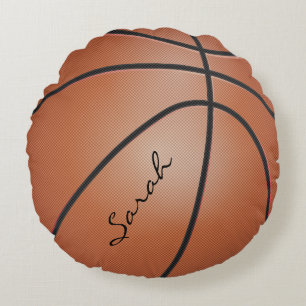 Basketball Sport DIY Name Round Pillow