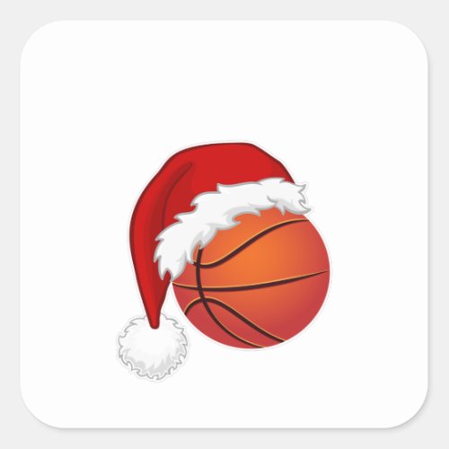 Basketball Sport fans Santa hat Christmas Xmas Square Sticker