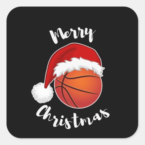 Basketball Sport fans Santa hat Christmas Xmas Square Sticker