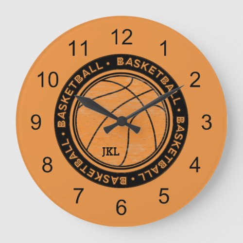 Basketball Sport Monogram Wall Clock