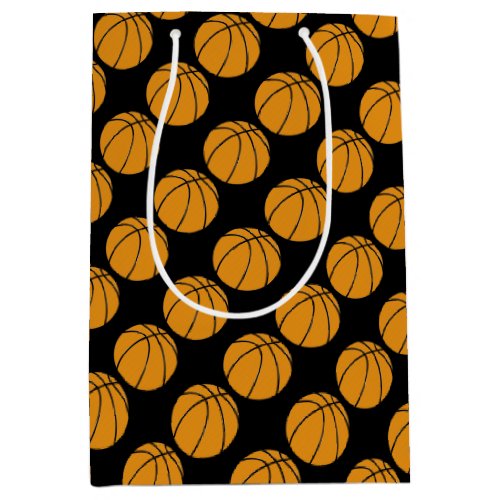 Basketball Sport on Black Background Medium Gift Bag