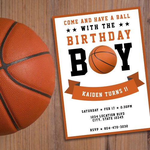 Basketball Sport Orange Boy 1st Birthday Party