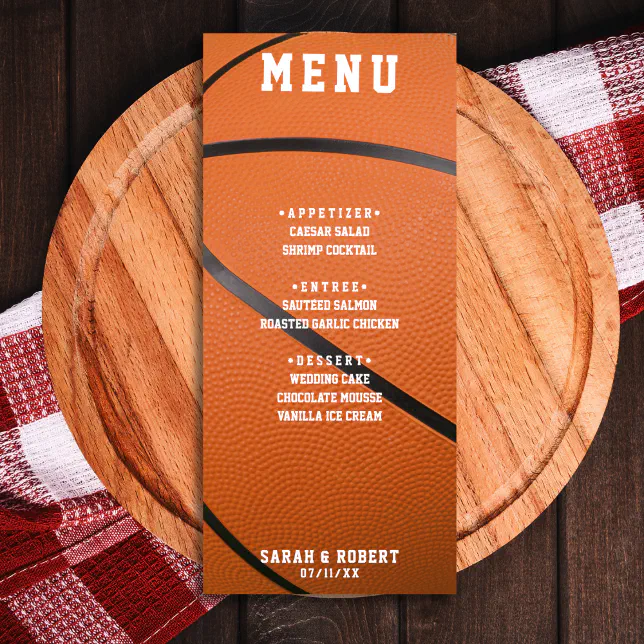 Basketball Sport Orange Wedding Reception Menu
