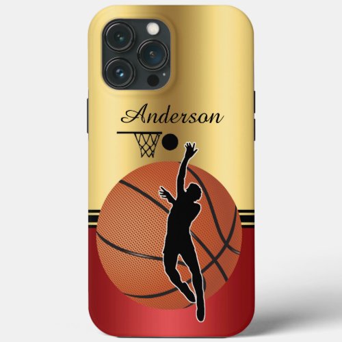 Basketball Sport personalize with Name iPhone 13 Pro Max Case