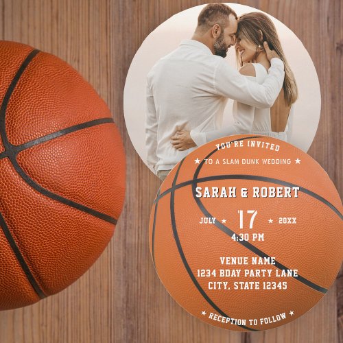 Basketball Sport Photo Orange Wedding Invitation