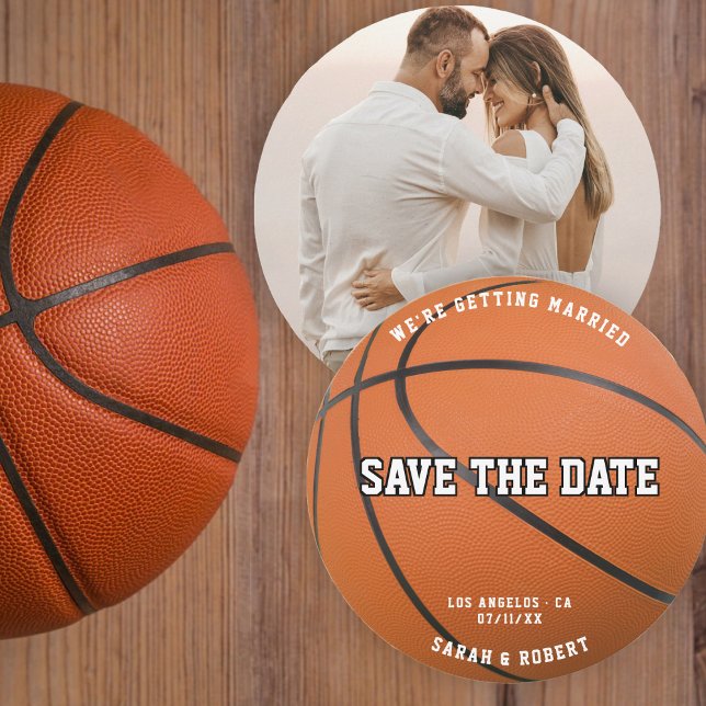 Basketball Sport Photo Wedding Save The Date (Basketball Sport Photo Wedding Save The Date)