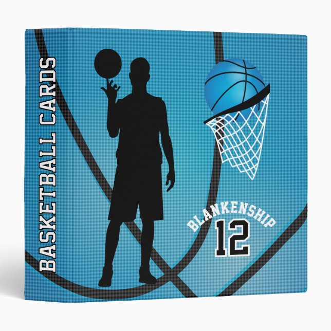 Basketball Sport Players | Blue 3 Ring Binder (Front/Spine)