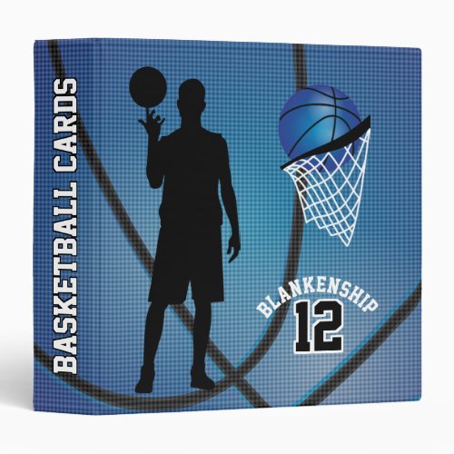 Basketball Sport Players  Dark Blue 3 Ring Binder