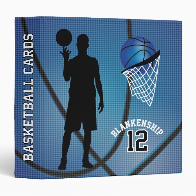 Basketball Sport Players | Dark Blue 3 Ring Binder (Front/Spine)