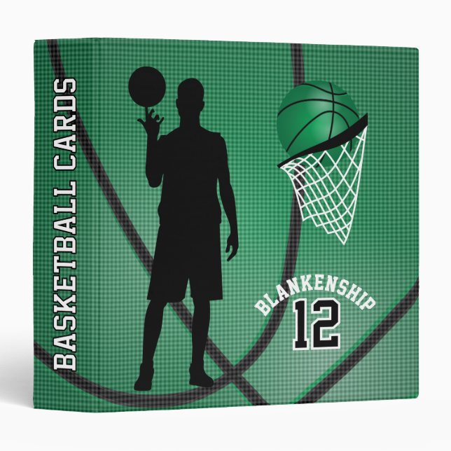 Basketball Sport Players | Green 3 Ring Binder (Front/Spine)