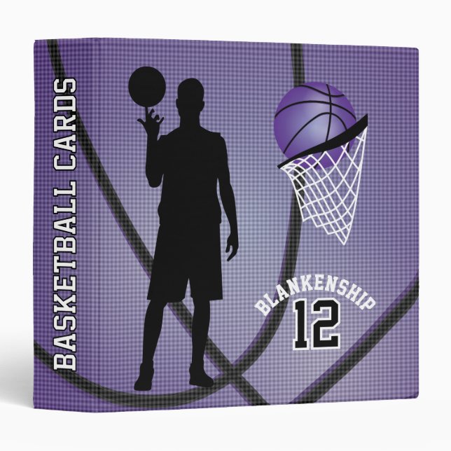 Basketball Sport Players | Purple 3 Ring Binder (Front/Spine)
