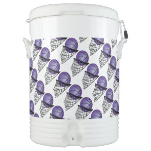 Basketball Sport Purple DIY Name and Number Beverage Cooler