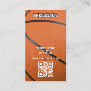 Basketball Sport QR Code Wedding Details Enclosure Card