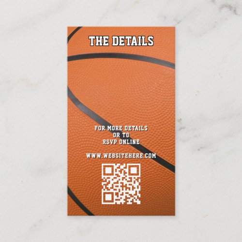 Basketball Sport QR Code Wedding Details Enclosure Card