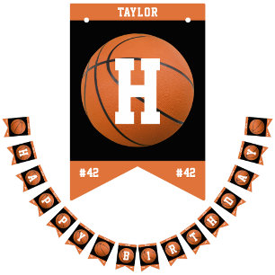Basketball Sport Team Player Name Happy Birthday Bunting Flags