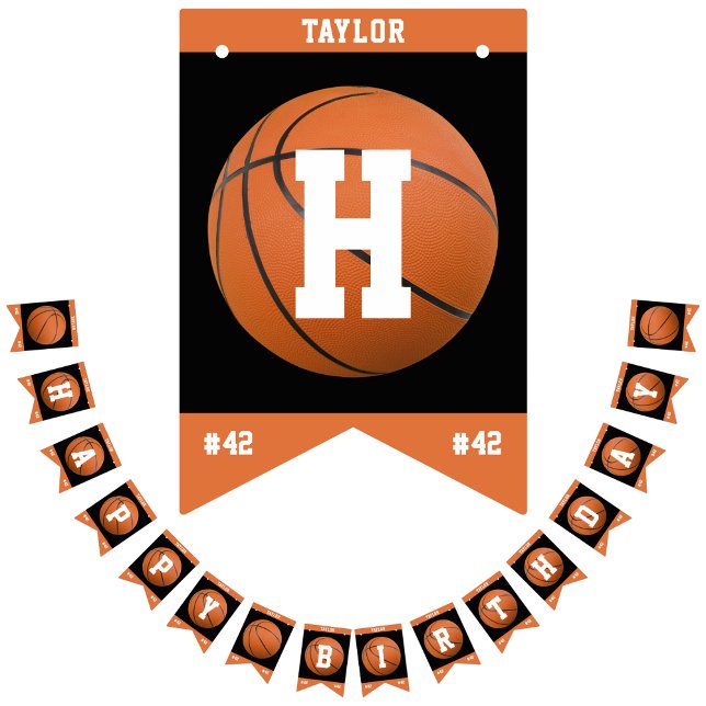 Basketball Sport Team Player Name Happy Birthday Bunting Flags (Creator Uploaded)