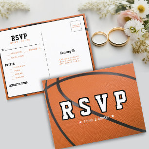 Basketball Sport Wedding RSVP Postcard