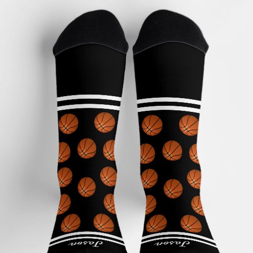 basketball sports  add your name or text black  socks