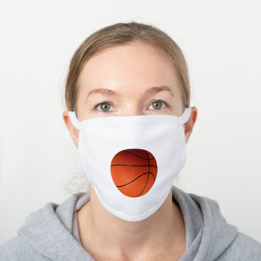Basketball Sports Art White Cotton Face Mask (Worn)