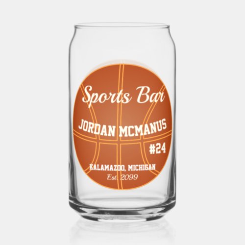 Basketball Sports Bar Beer  Can Glass
