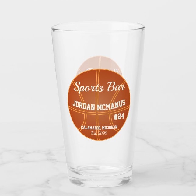 Basketball Sports Bar Beer Drinking Soda Glasses (Front)